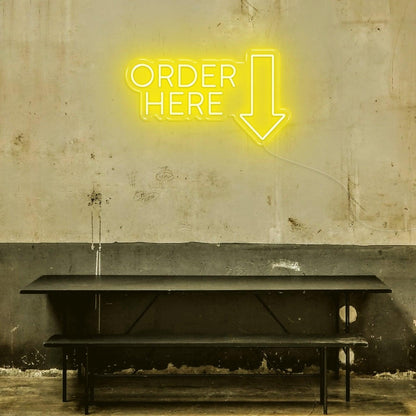 Lime Order Here Arrow Led Neon Sign For Industrial Retro Cafe Bar Wall Decor | Shineneon