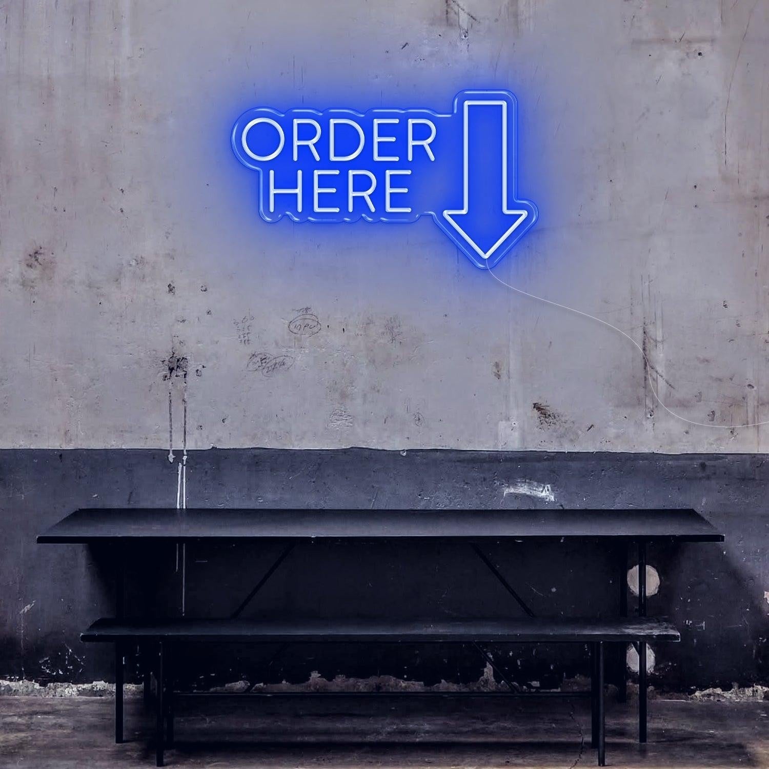 Lime Order Here Arrow Led Neon Sign For Industrial Retro Cafe Bar Wall Decor | Shineneon