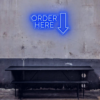 Lime Order Here Arrow Led Neon Sign For Industrial Retro Cafe Bar Wall Decor | Shineneon