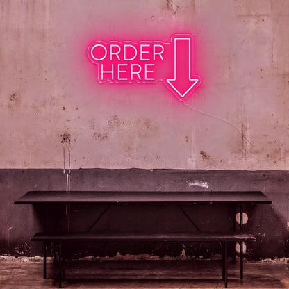 Lime Order Here Arrow Led Neon Sign For Industrial Retro Cafe Bar Wall Decor | Shineneon