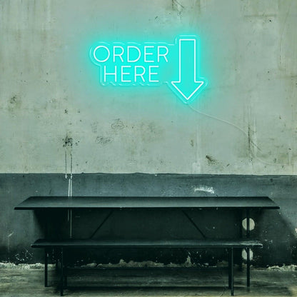 Lime Order Here Arrow Led Neon Sign For Industrial Retro Cafe Bar Wall Decor | Shineneon