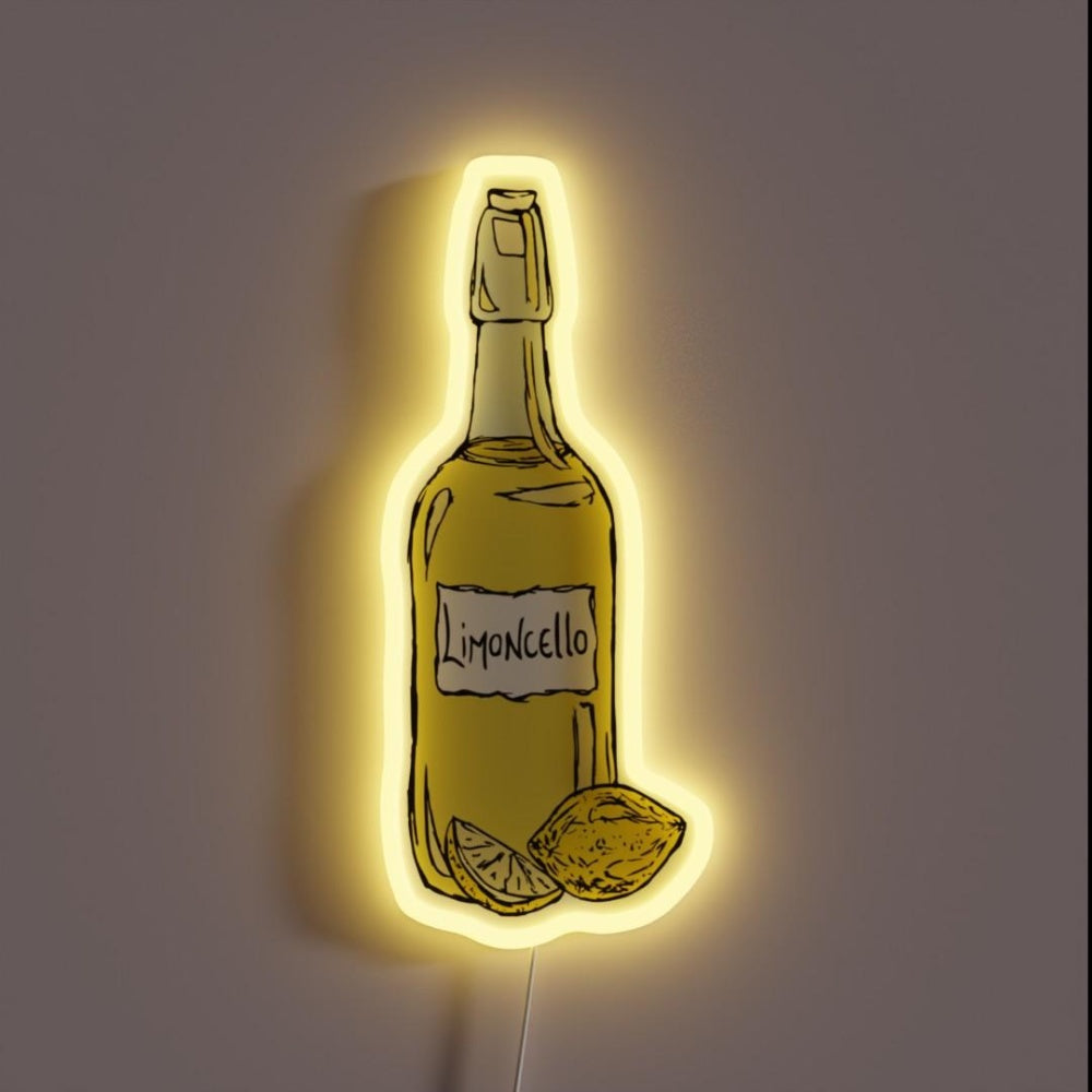 Limoncello Bottle And Lemons Italian Delicacy Rgb Led Neon Sign - Custom LED neon sign front view
