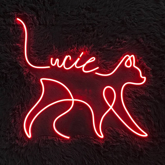 Line Art Cat Led Sign Wall Decor