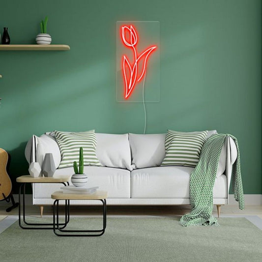 Line Art Tulip Led Sign Business Neon Sign