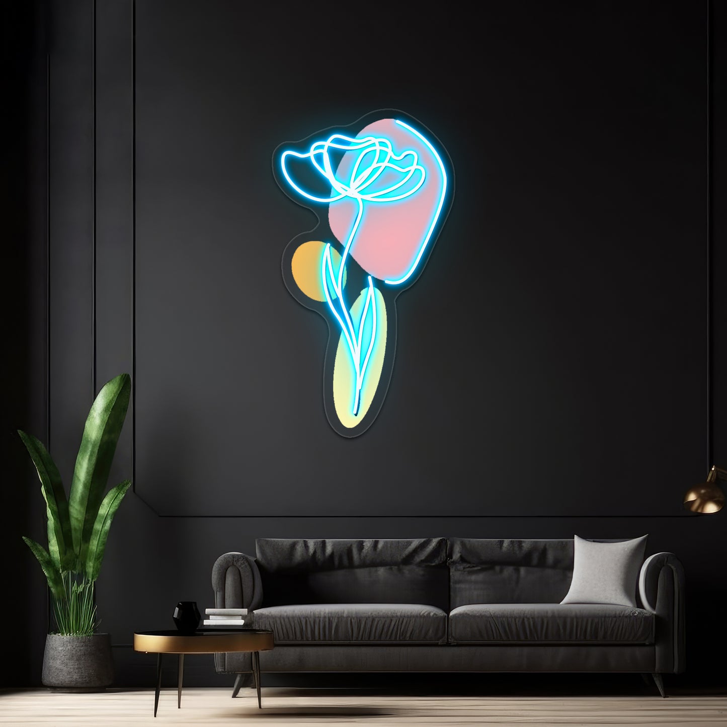 Line Drawn Flower Wall Artwork Neon Signs