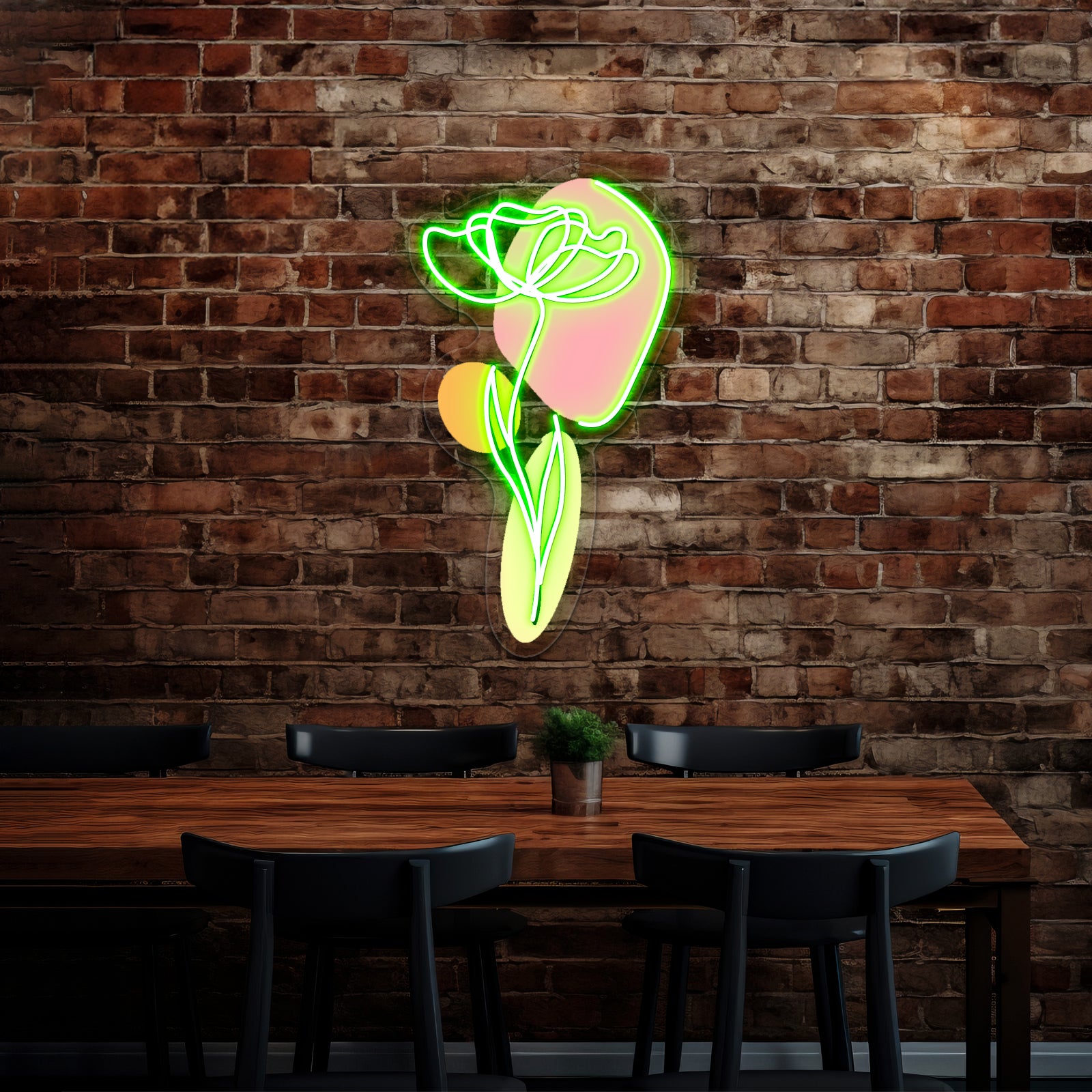 Line Drawn Flower Wall Artwork Neon Signs | Shineneon