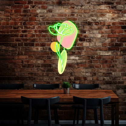 Line Drawn Flower Wall Artwork Neon Signs