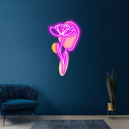 Line Drawn Flower Wall Artwork Neon Signs