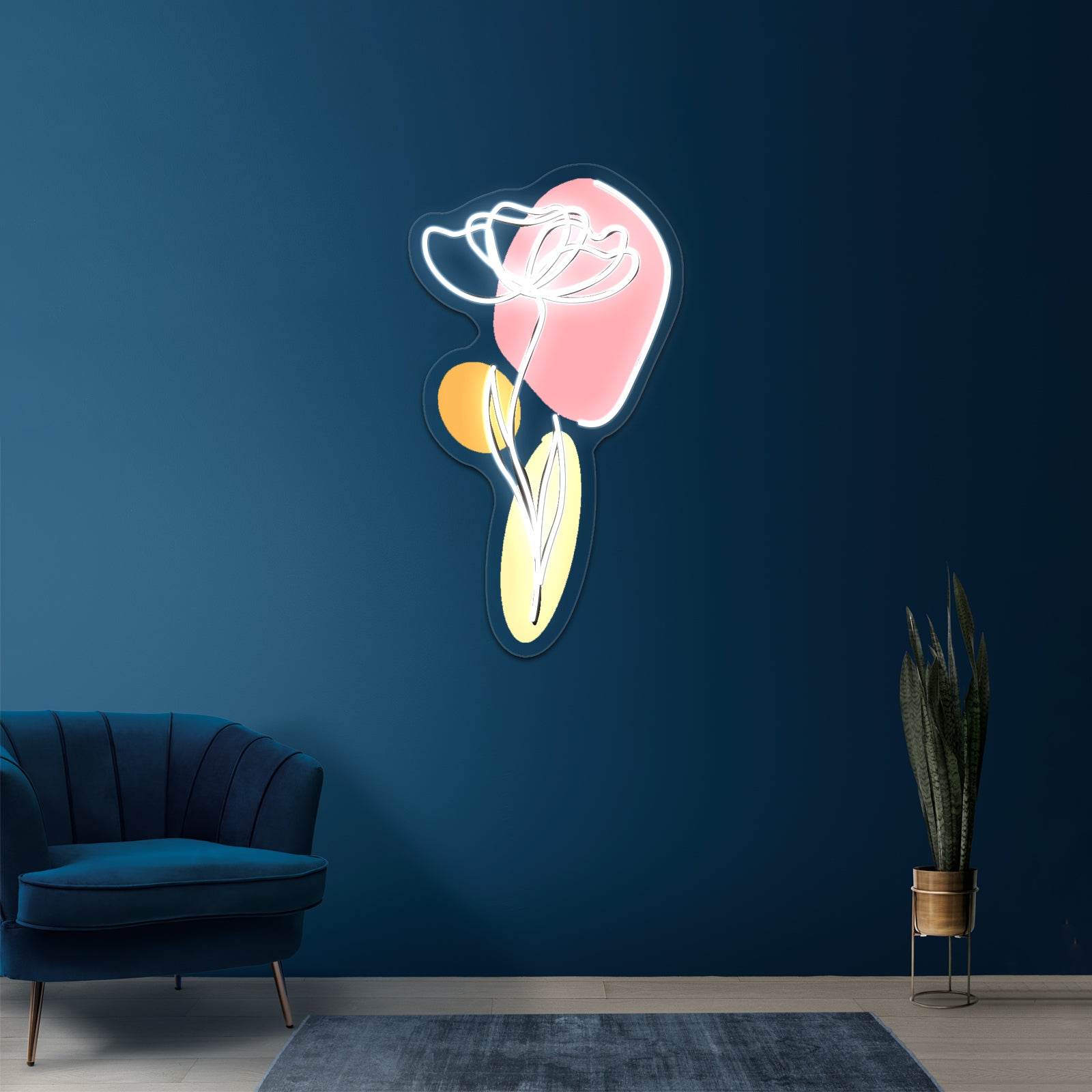 Line Drawn Flower Wall Artwork Neon Signs | Shineneon