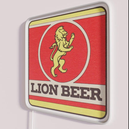 Lion Beer Coaster Rgb Led Neon Sign - Neon sign mounted on wall in room