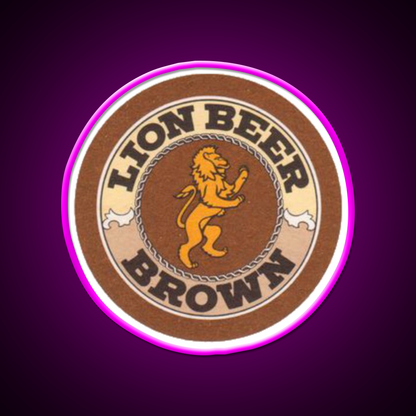 Lion Brown Beer Coaster Beer Bar Decor Led Neon Sign Rgb Color - Neon sign mounted on wall in room
