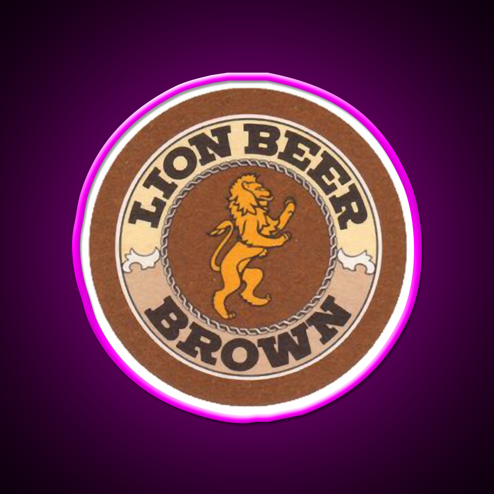 Lion Brown Beer Coaster Classic Png Beer Bar Decor Led Neon Sign Rgb Color - Neon sign mounted on wall in room