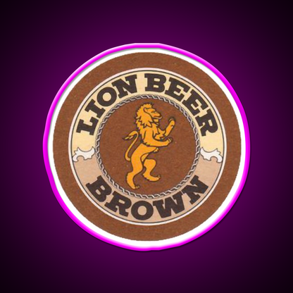 Lion Brown Beer Coaster Classic Png Beer Bar Decor Led Neon Sign Rgb Color - Neon sign mounted on wall in room