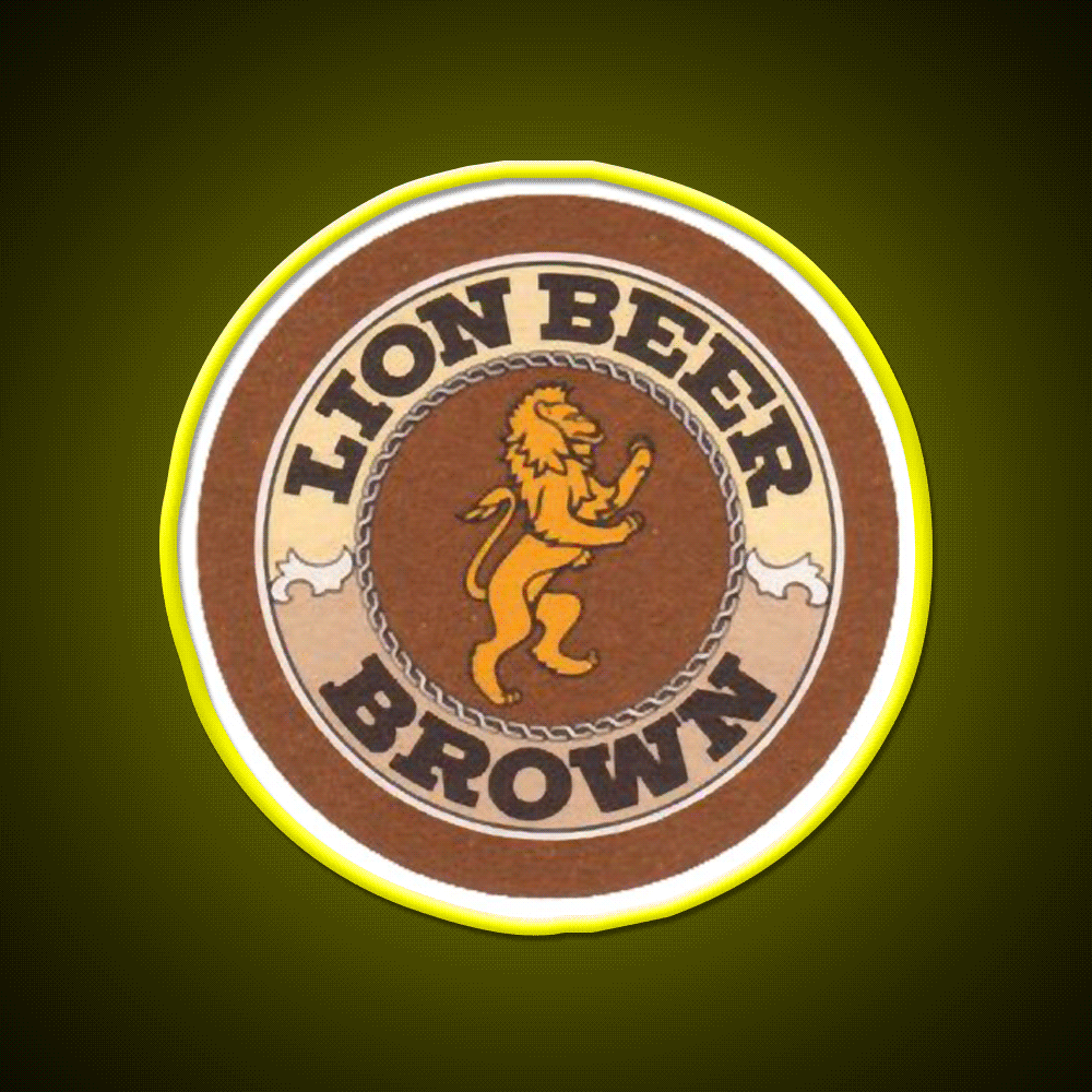Lion Brown Beer Coaster Classic Png Beer Bar Decor Led Neon Sign Rgb Color - Custom LED neon sign front view