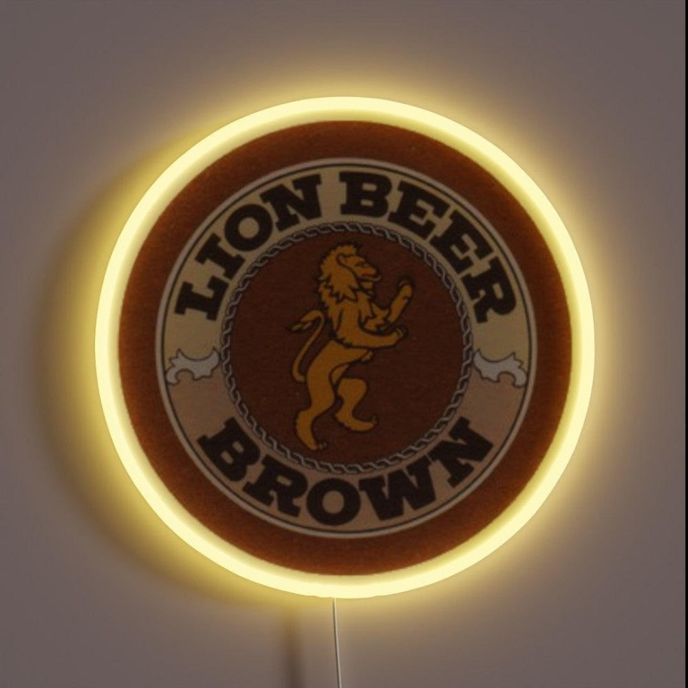 Lion Brown Beer Coaster Rgb Led Neon Sign - Custom LED neon sign front view