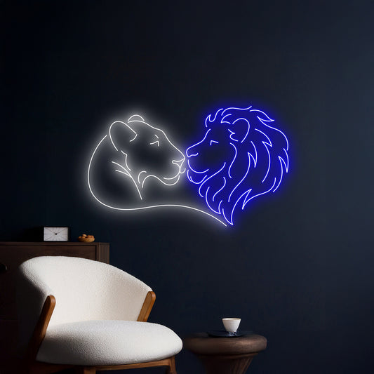 Lion Couple Neon Light