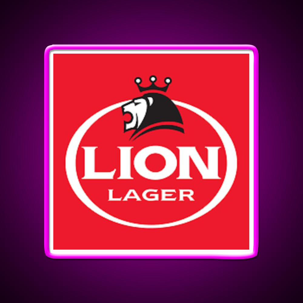 Lion Lager Logo Beer Bar Decor Led Neon Sign Rgb Color - Neon sign mounted on wall in room