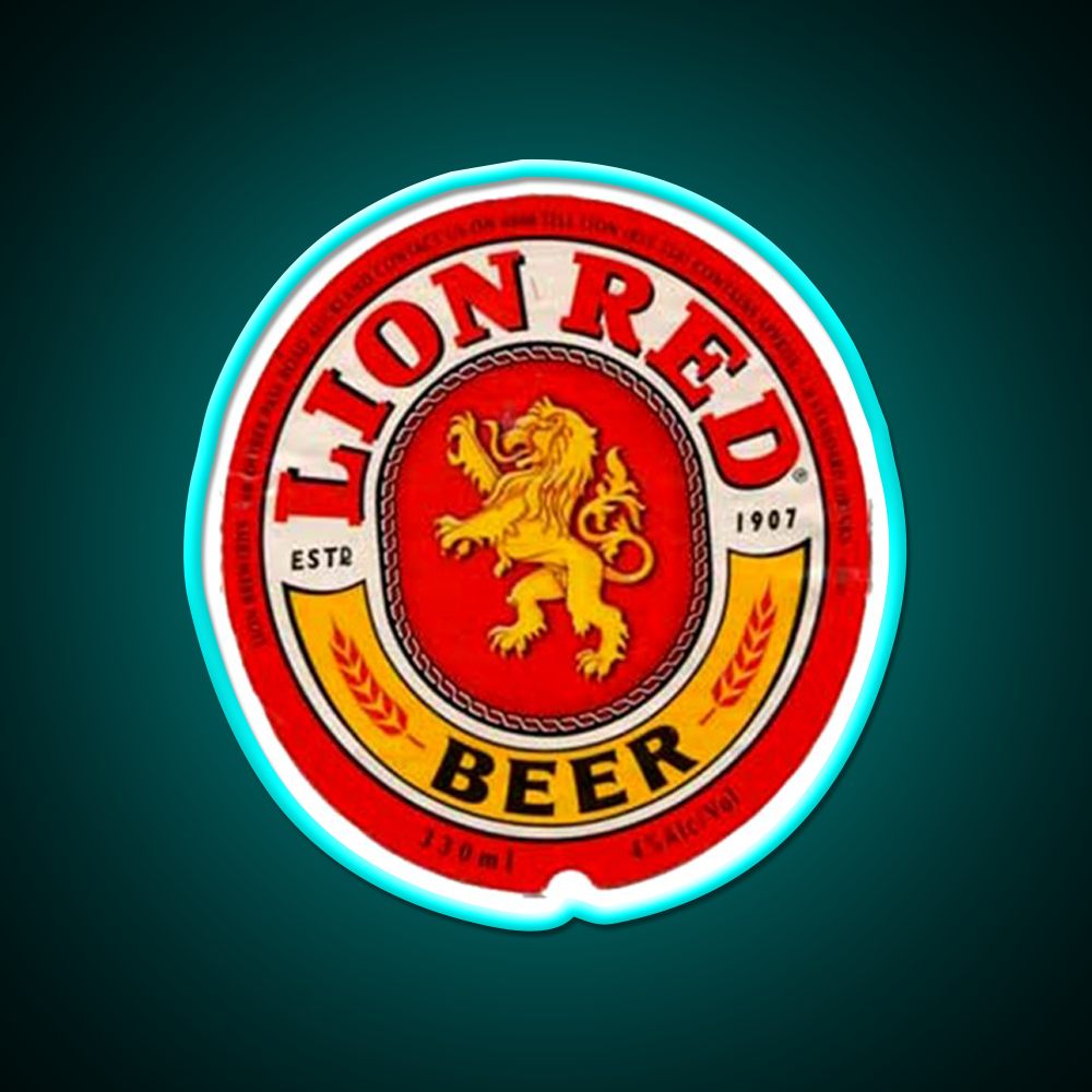 Lion Red Beer Drink Beer Bar Decor Led Neon Sign Rgb Color - Size and dimension reference