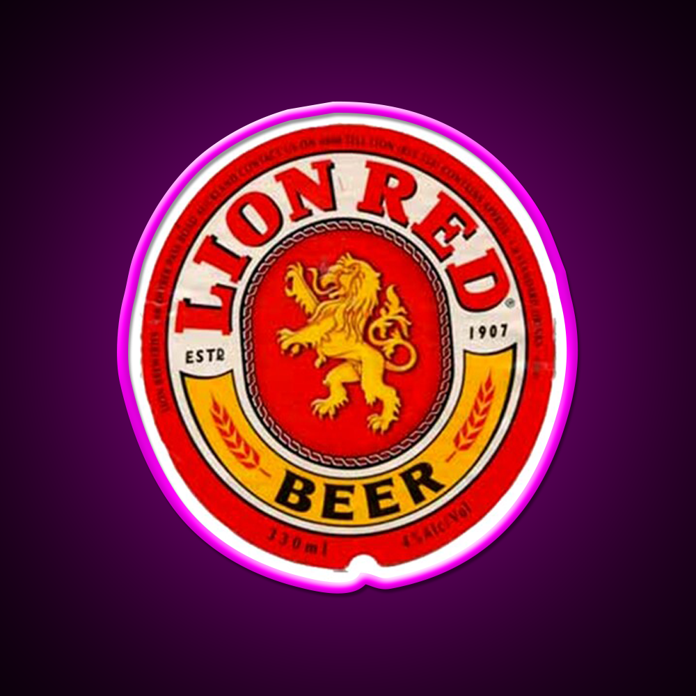 Lion Red Beer Drink Beer Bar Decor Led Neon Sign Rgb Color - Neon sign mounted on wall in room