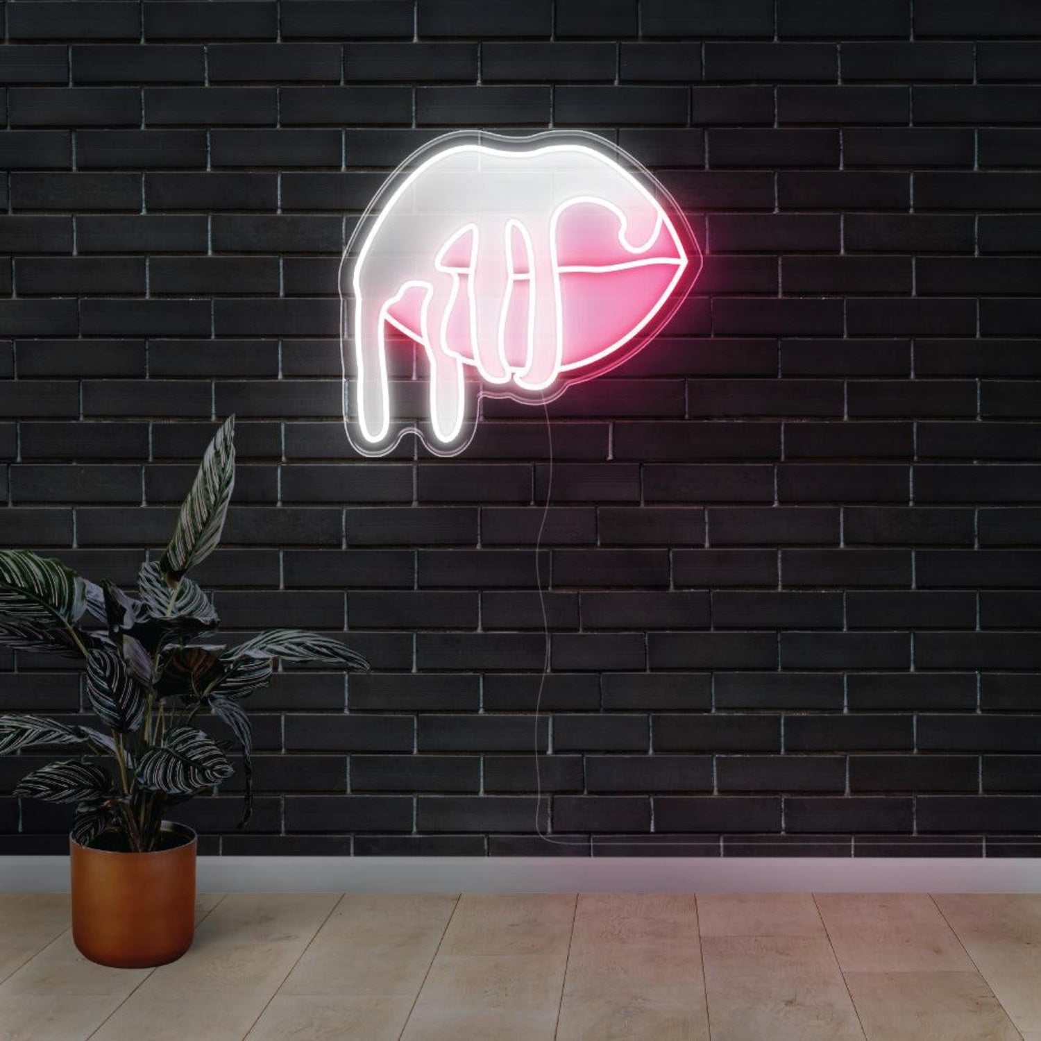 Lip And Dripping Fingers White-Pink Led Neon Sign For Modern Home Art Studio Decor | Shineneon
