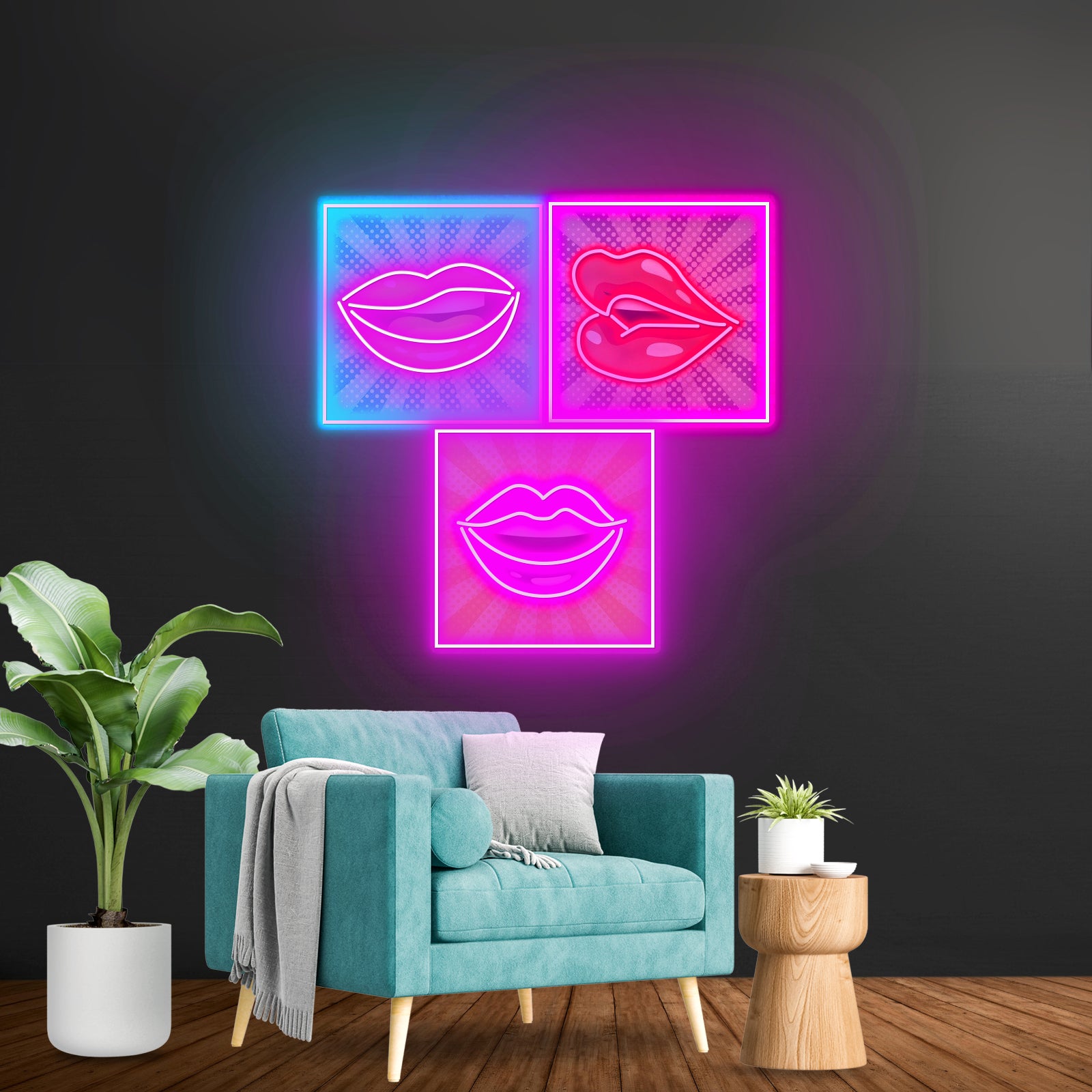 Lip Frame Custom Led Signs Artwork For Sale - LED neon sign close-up detail