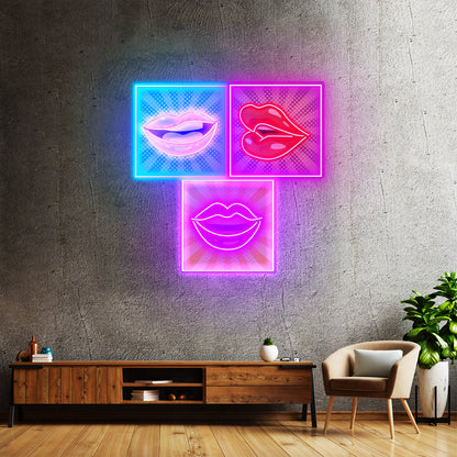 Lip Frame Custom Led Signs Artwork For Sale - Neon sign mounted on wall in room