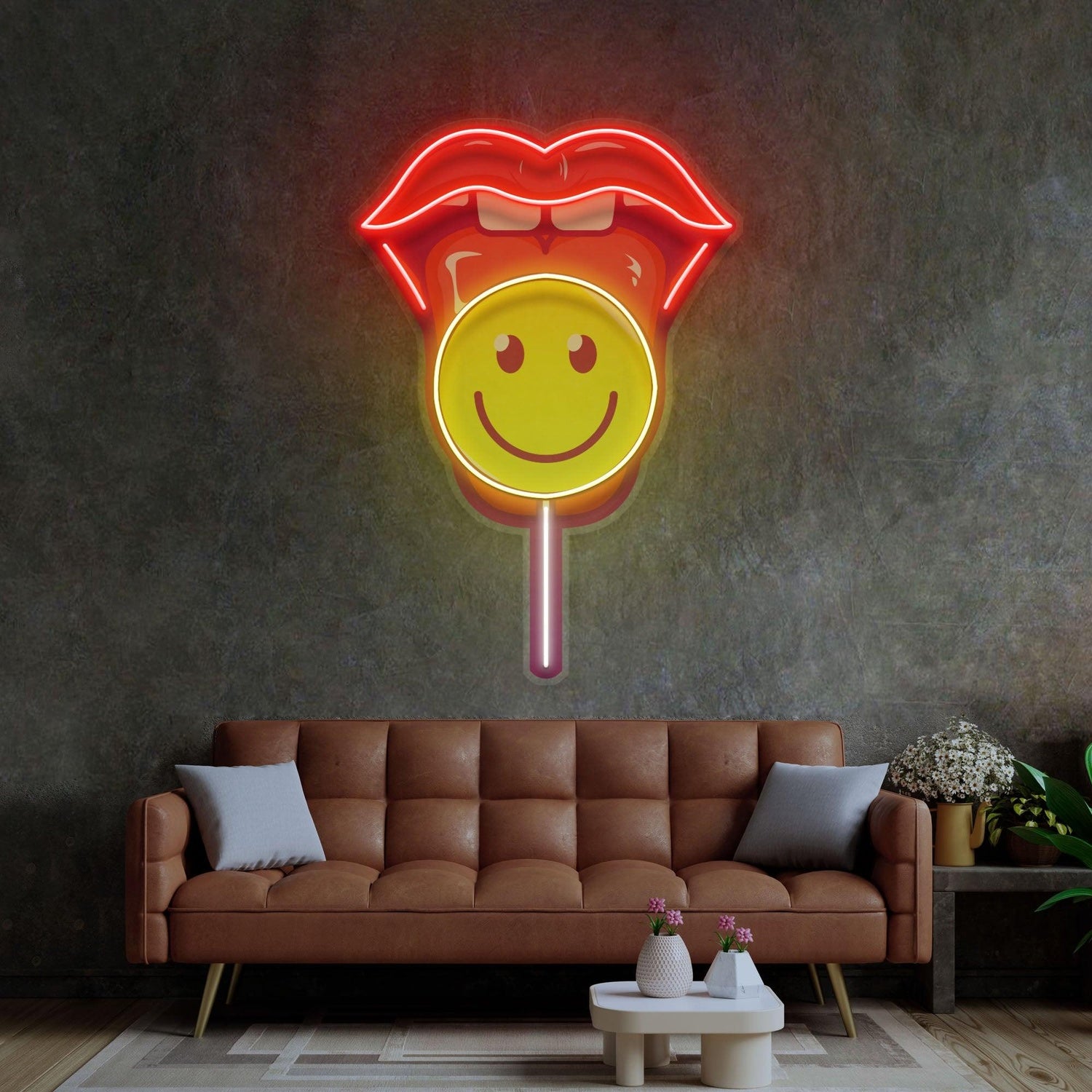 Lip Lollipop Pop Art Uv Printed Led Neon Sign For Home Cafe Bar Decor | Shineneon