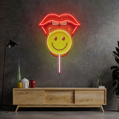 Lip Lollipop Pop Art Uv Printed Led Neon Sign For Home Cafe Bar Decor | Shineneon