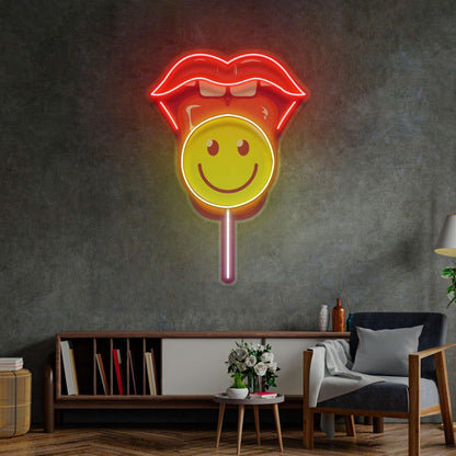 Lip Lollipop Pop Art Uv Printed Led Neon Sign For Home Cafe Bar Decor | Shineneon