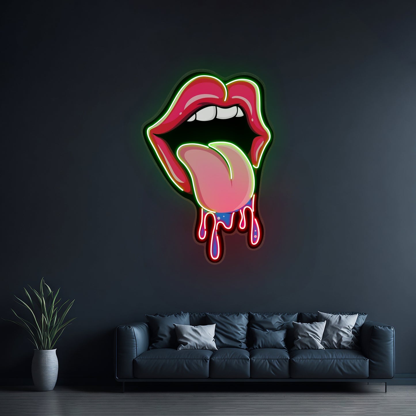 Lips Dripping Custom Led Signs Artwork For Sale