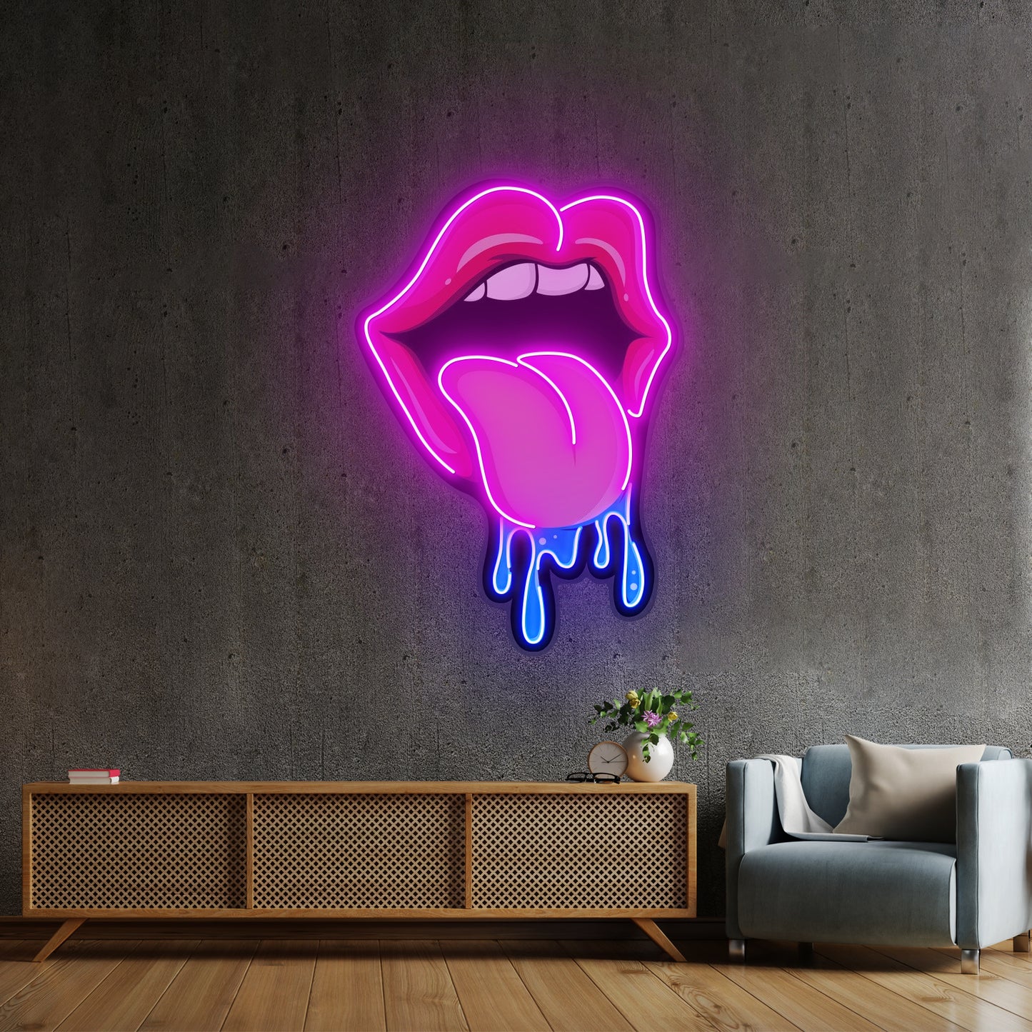 Lips Dripping Custom Led Signs Artwork For Sale