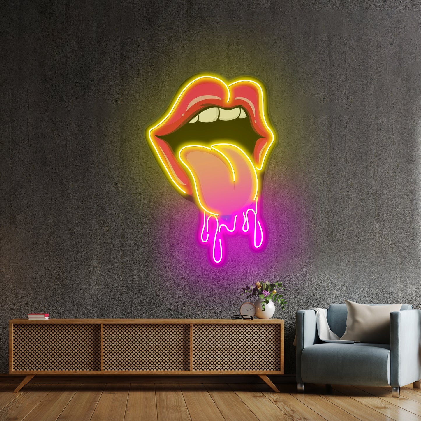 Lips Dripping Custom Led Signs Artwork For Sale