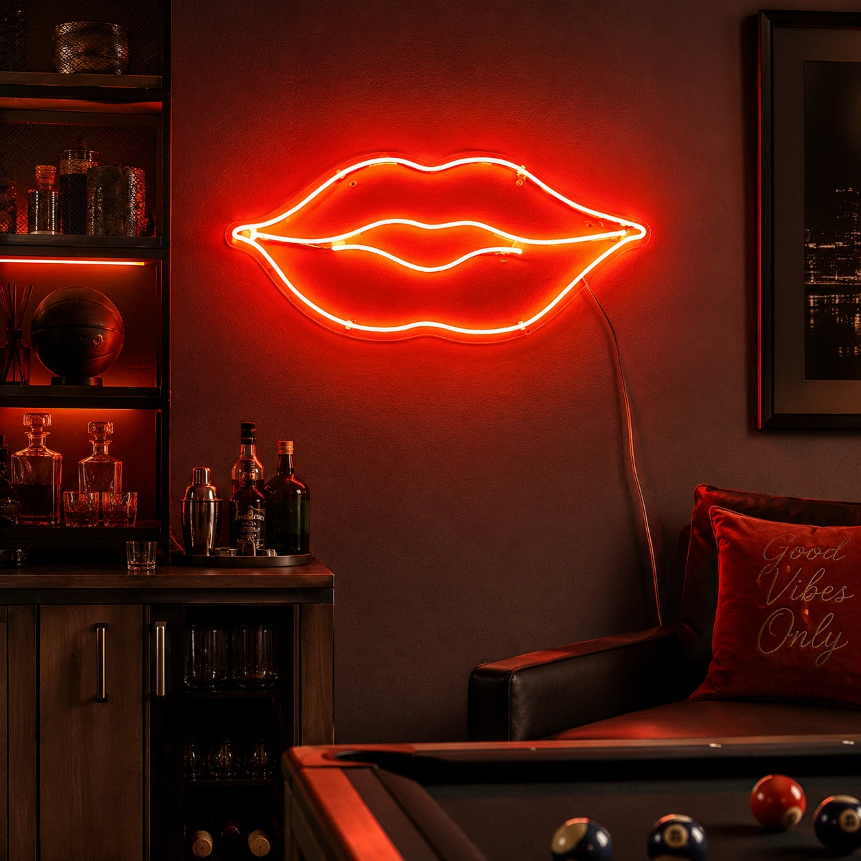 Lips Lounge Neon Sign LED Neon Sign real lifestyle scene
