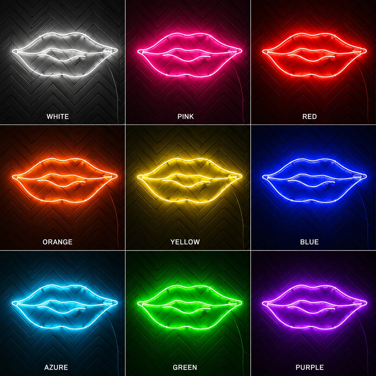 Lips Lounge Neon Sign LED Neon Sign color grid