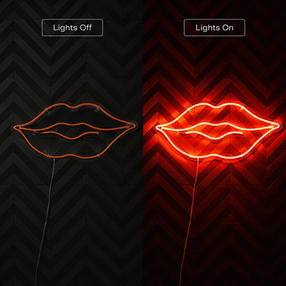 Lips Lounge Neon Sign LED Neon Sign day and night comparison