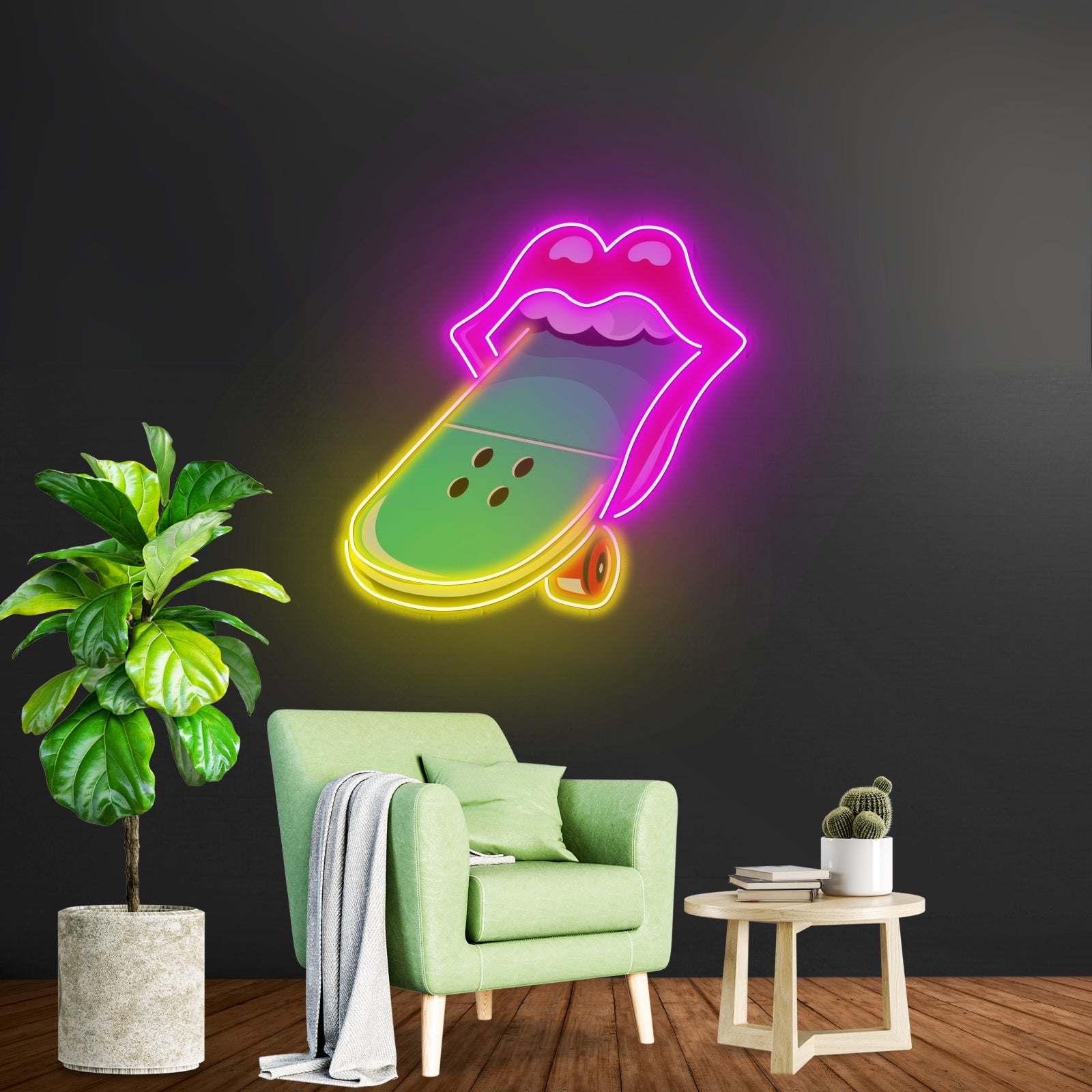 Lips Skateboard Custom Led Signs Artwork For Sale - Shineneon