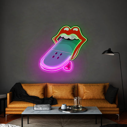 Lips Skateboard Custom Led Signs Artwork For Sale - Shineneon