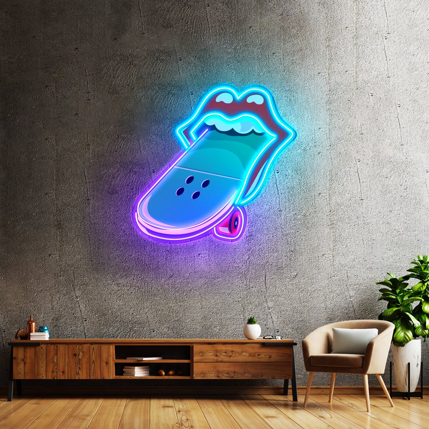 Lips Skateboard Custom Led Signs Artwork For Sale