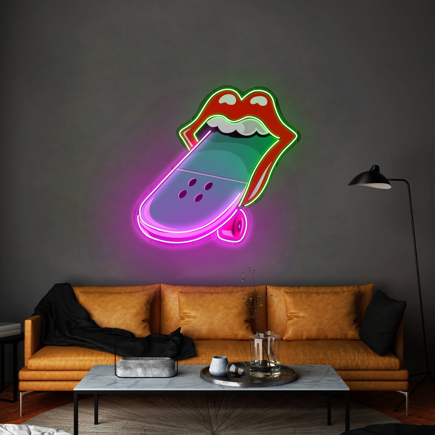 Lips Skateboard Custom Led Signs Artwork For Sale