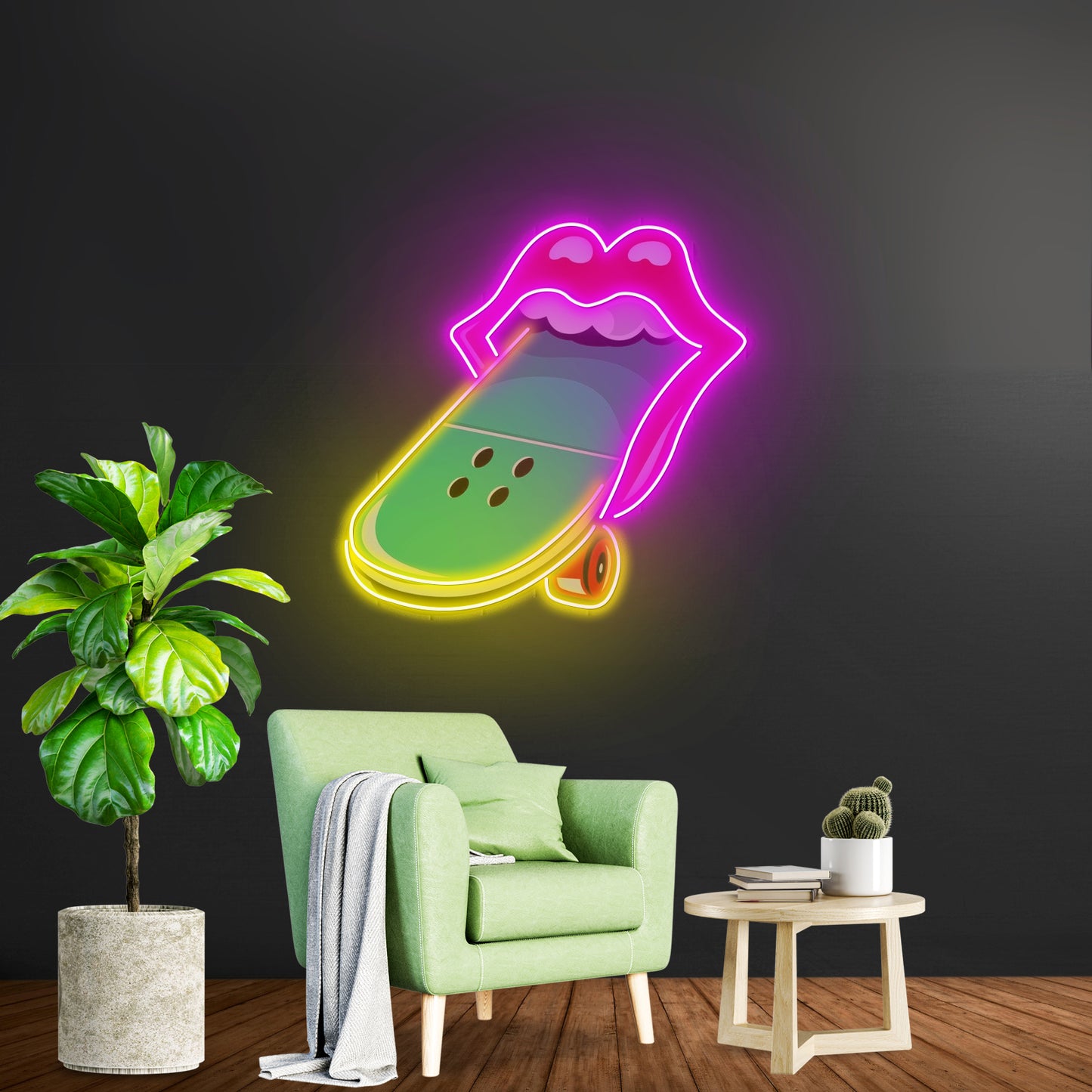 Lips Skateboard Custom Led Signs Artwork For Sale