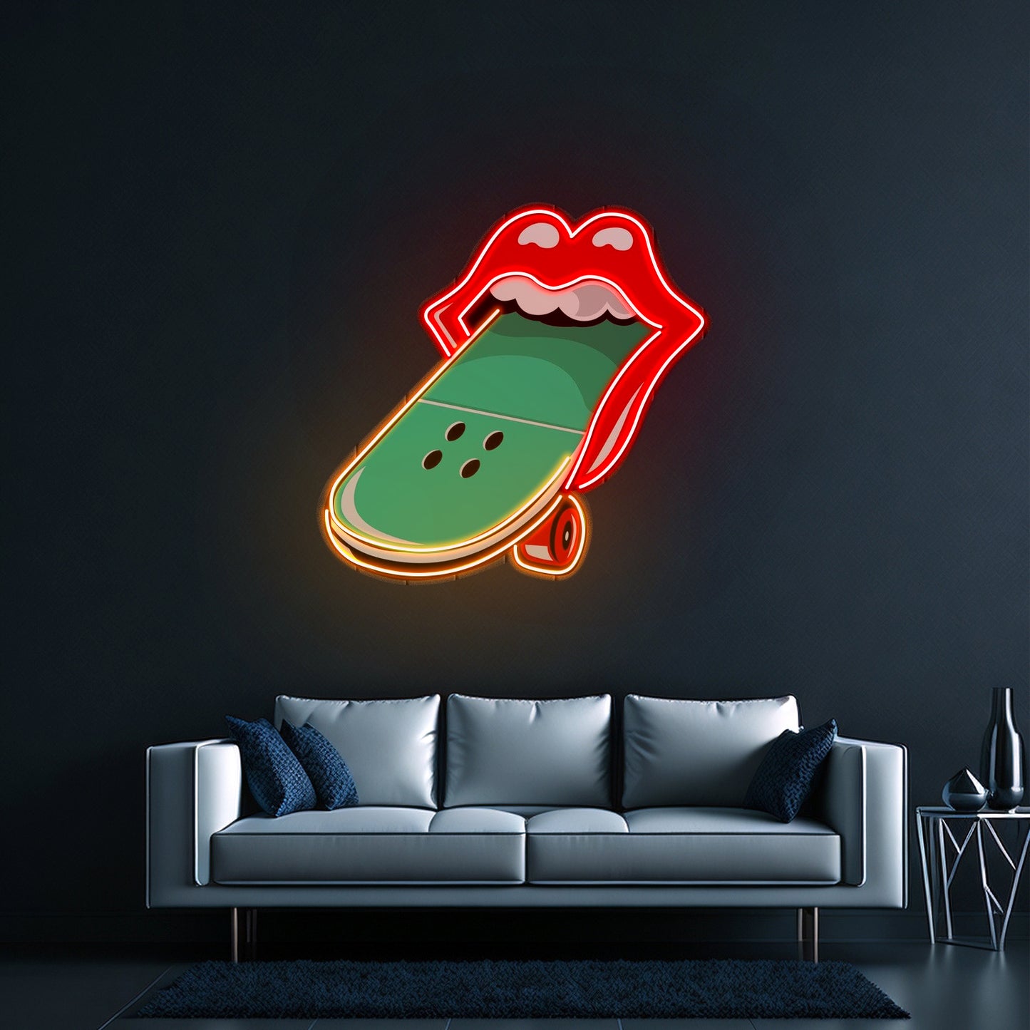 Lips Skateboard Custom Led Signs Artwork For Sale