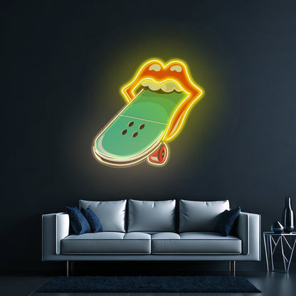 Lips Skateboard Custom Led Signs Artwork For Sale