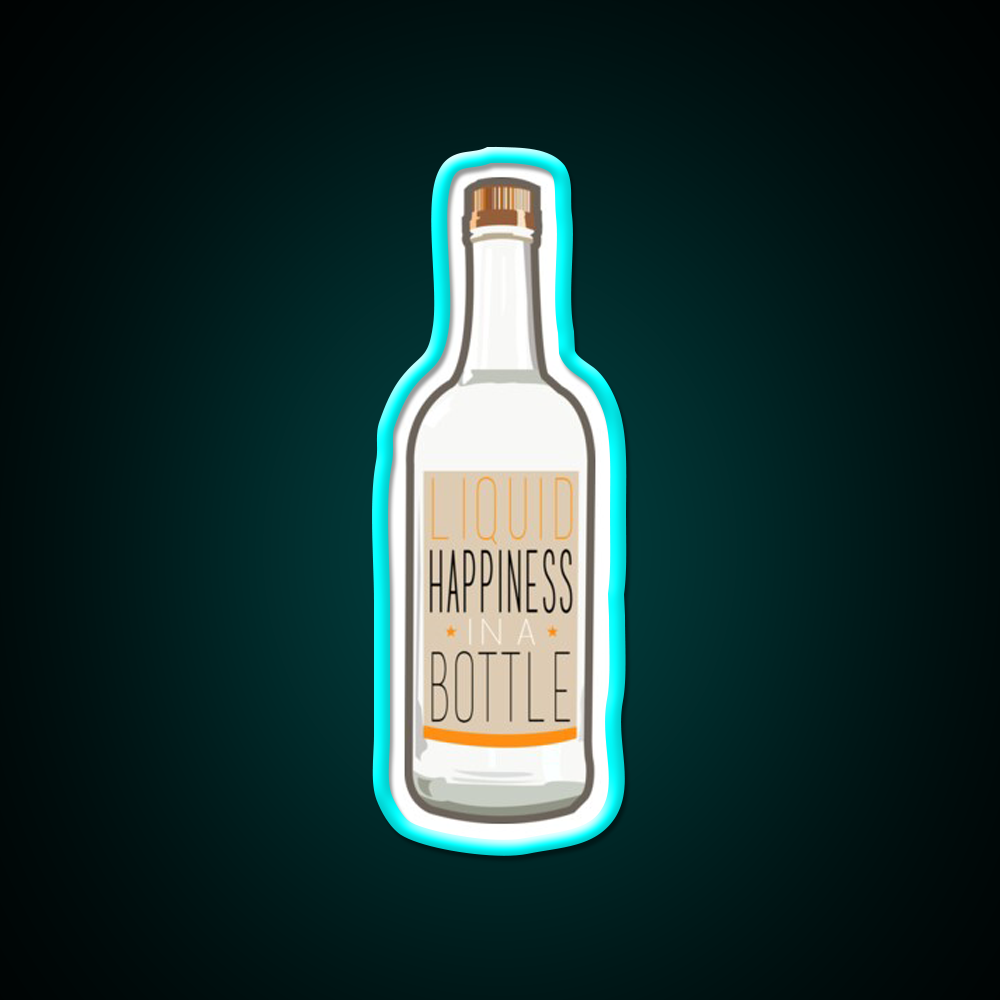 Liquid Happiness In A Bottle Vodka Bottle Flat Beer Bar Decor Led Neon Sign Rgb Color - Size and dimension reference