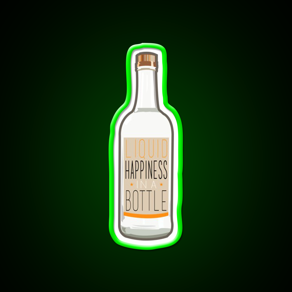 Liquid Happiness In A Bottle Vodka Bottle Flat Beer Bar Decor Led Neon Sign Rgb Color - LED neon sign view 8