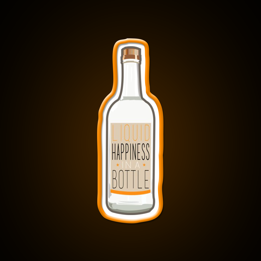 Liquid Happiness In A Bottle Vodka Bottle Flat Beer Bar Decor Led Neon Sign Rgb Color - LED neon sign view 6