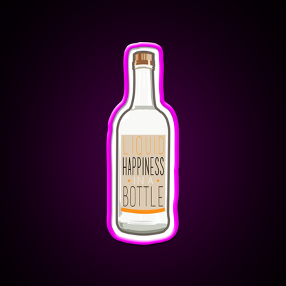 Liquid Happiness In A Bottle Vodka Bottle Flat Beer Bar Decor Led Neon Sign Rgb Color - Neon sign mounted on wall in room