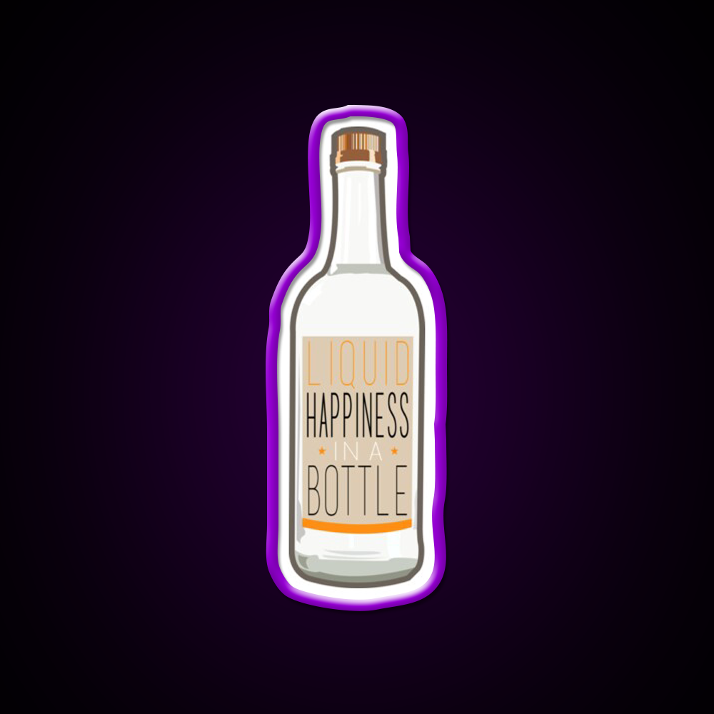 Liquid Happiness In A Bottle Vodka Bottle Flat Beer Bar Decor Led Neon Sign Rgb Color - LED neon sign view 9