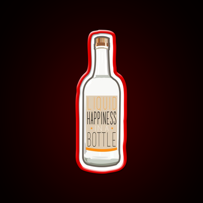 Liquid Happiness In A Bottle Vodka Bottle Flat Beer Bar Decor Led Neon Sign Rgb Color