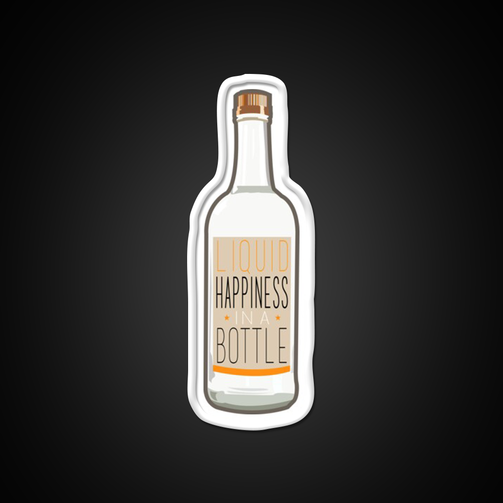 Liquid Happiness In A Bottle Vodka Bottle Flat Beer Bar Decor Led Neon Sign Rgb Color - LED neon sign view 11