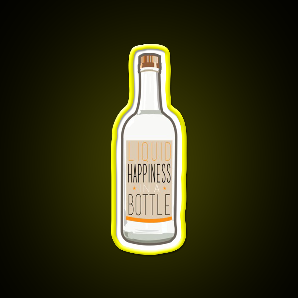 Liquid Happiness In A Bottle Vodka Bottle Flat Beer Bar Decor Led Neon Sign Rgb Color - LED neon sign view 7